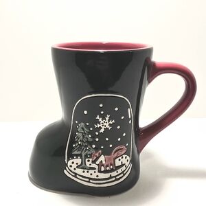 Potters Studio Boot Shaped Fox Mug Christmas Tree Whimsical Embossed Design